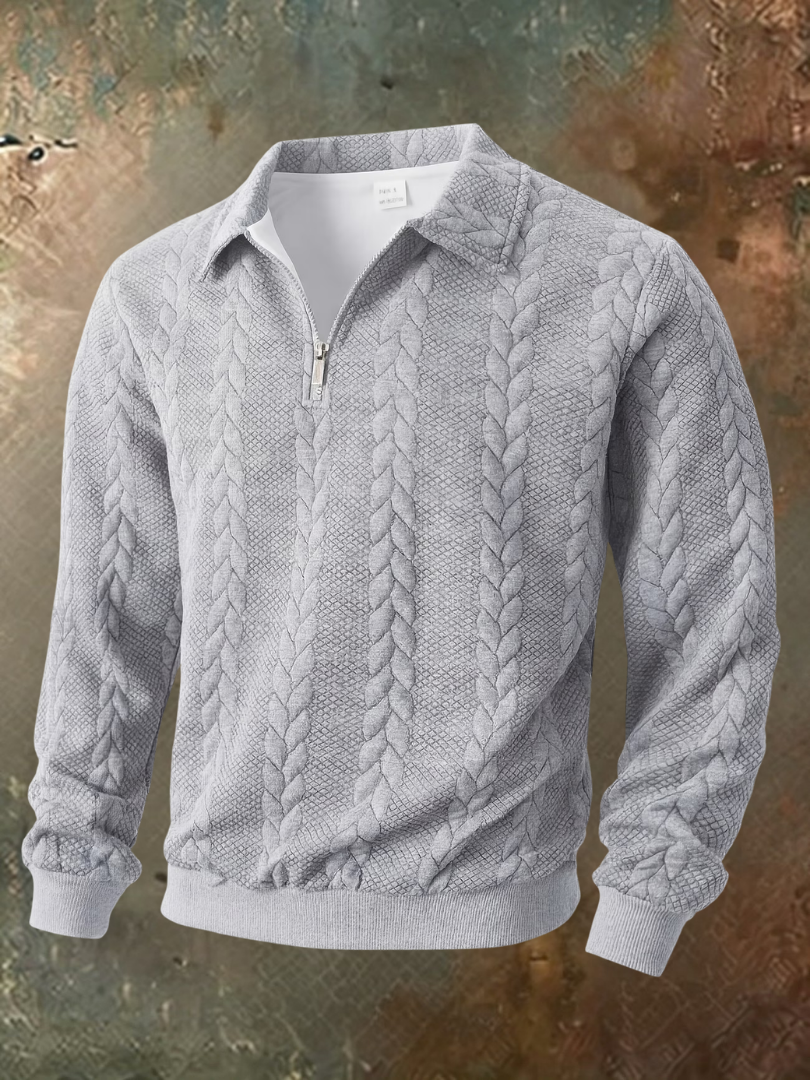 Sweter męski w warkocze w kolorze jasnoszarym