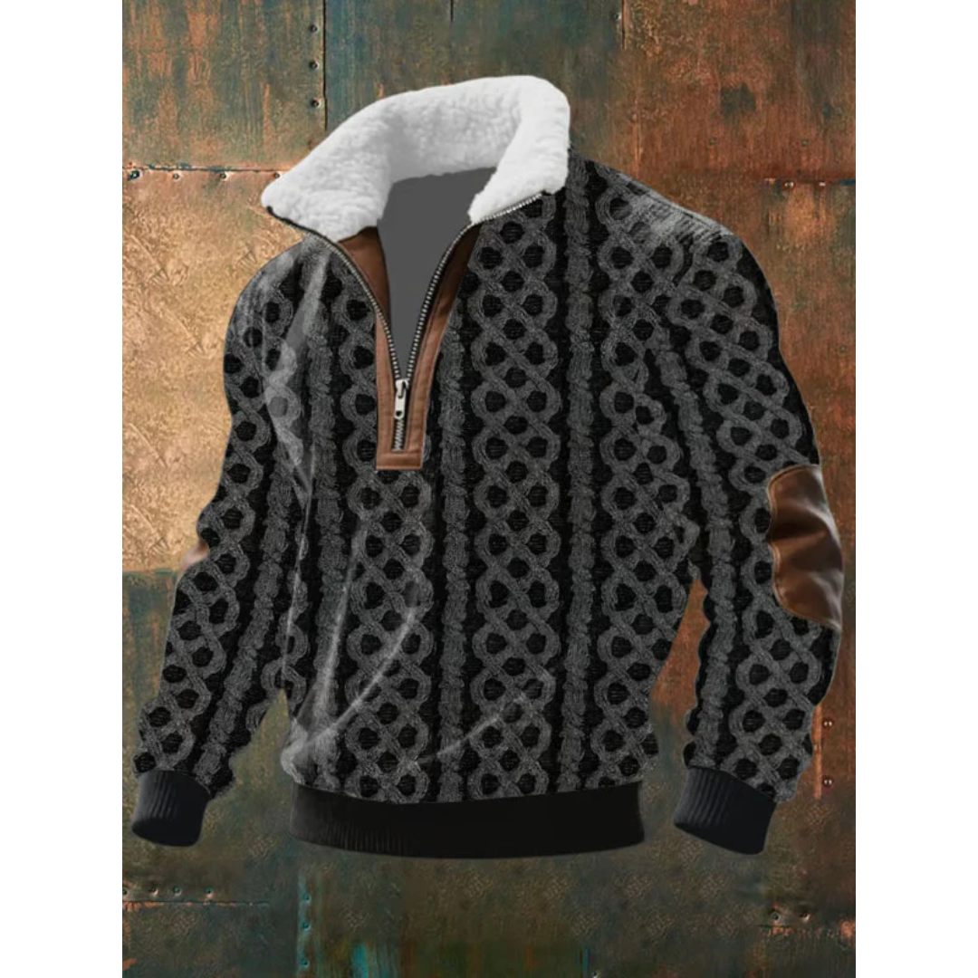 Sweter męski z kołnierzem z misia w kolorze czarnym