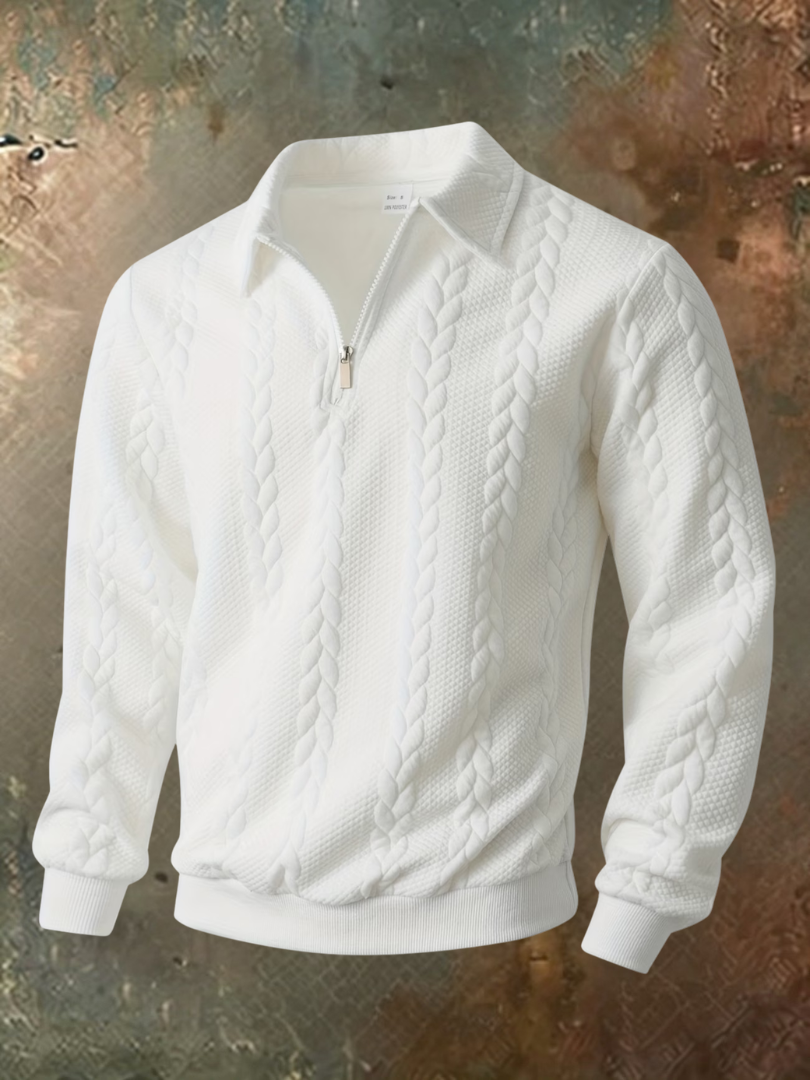 Sweter męski w warkocze w kolorze białym