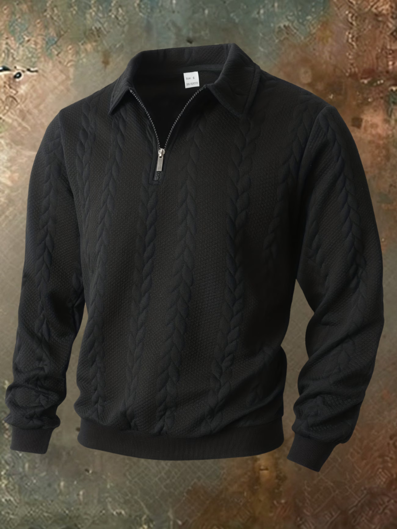 Sweter męski w warkocze w kolorze czarnym