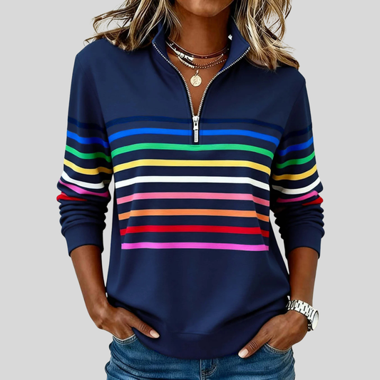 Bluza damska w paski w kolorze granatowym