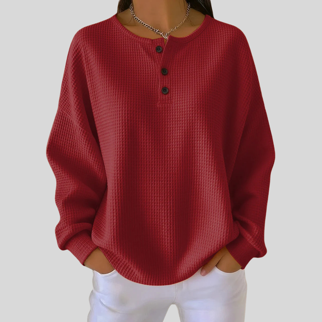 Bluza damska oversize na guziki w kolorze czerwonym