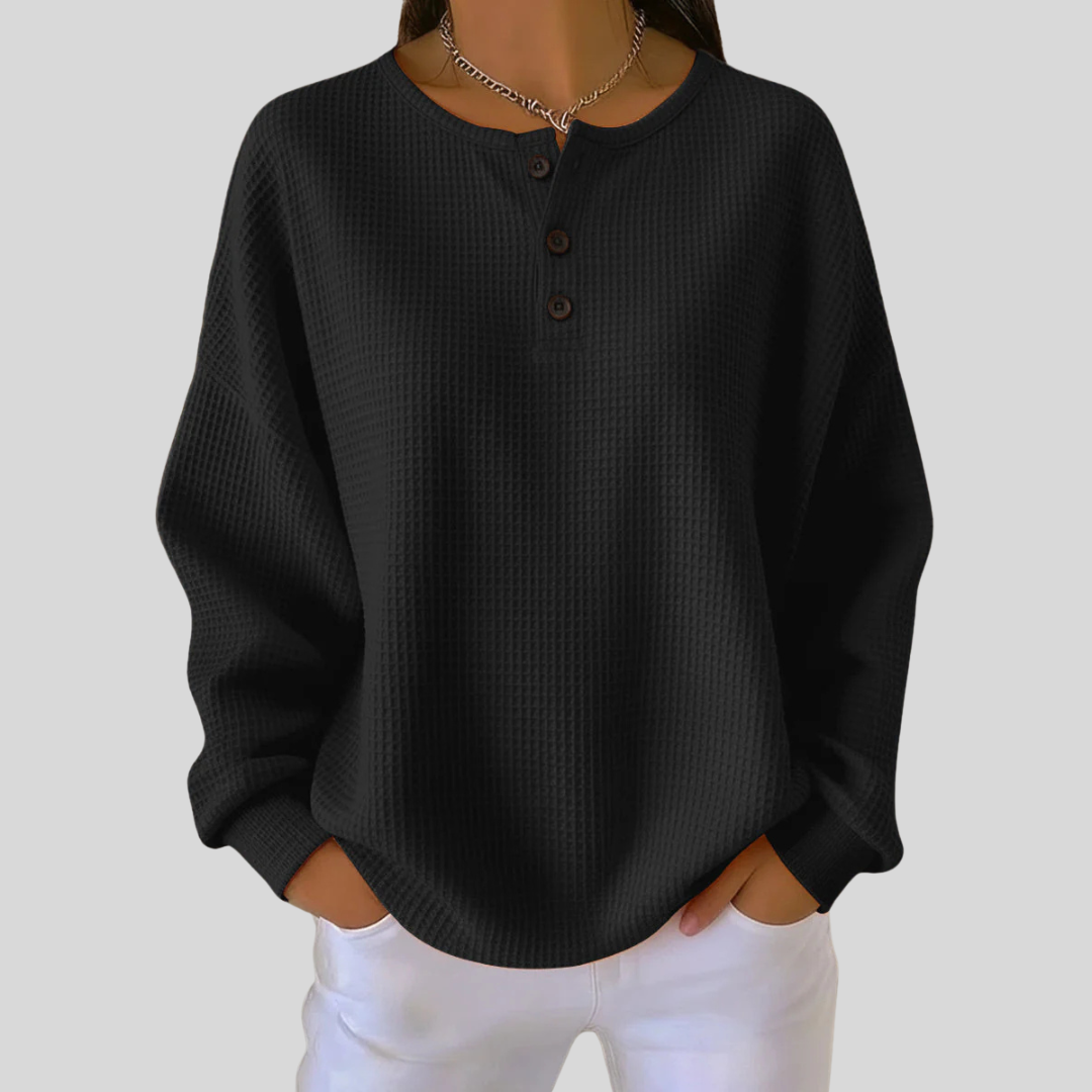 Bluza damska oversize na guziki w kolorze czarnym