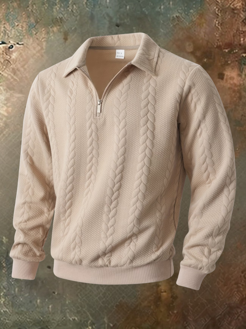 Sweter męski w warkocze w kolorze beżowym