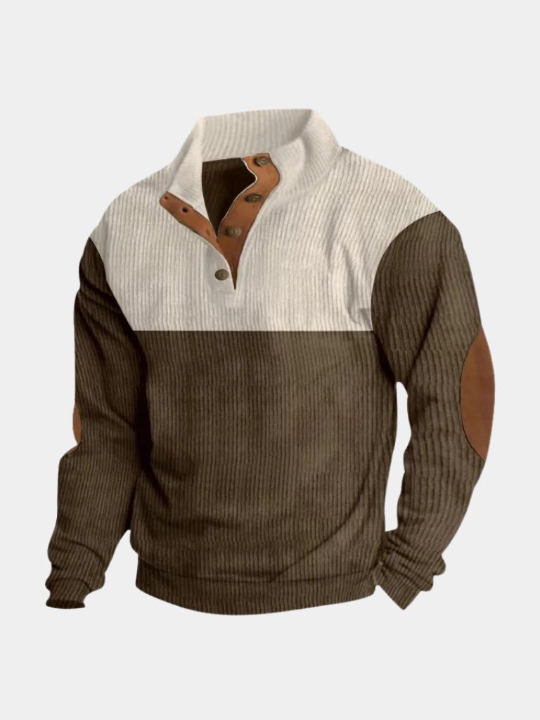 Sweter męski sztruksowy w kolorze brązowym