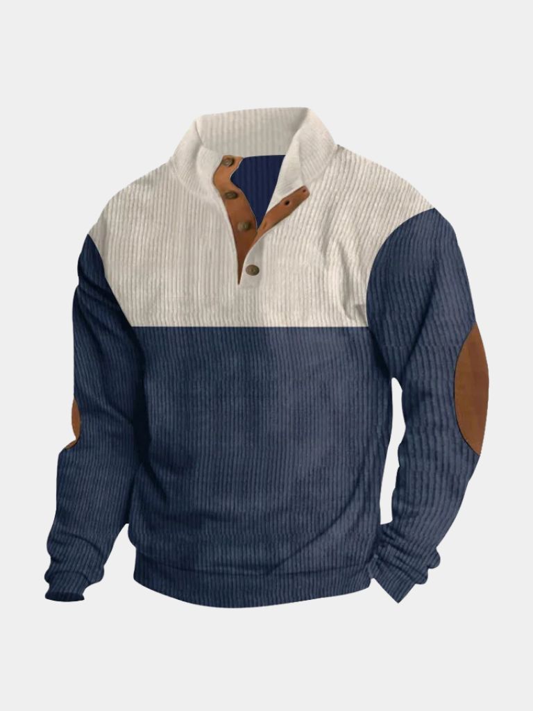 Sweter męski sztruksowy w kolorze granatowym