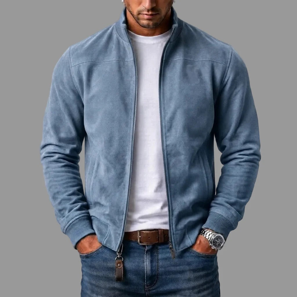 Kurtka przejściowa męska ze stójką w kolorze błękitnym