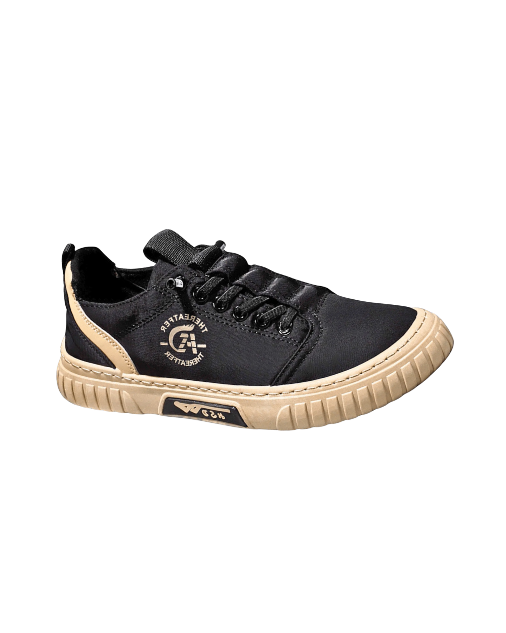 Czarny sneakers na białym tle