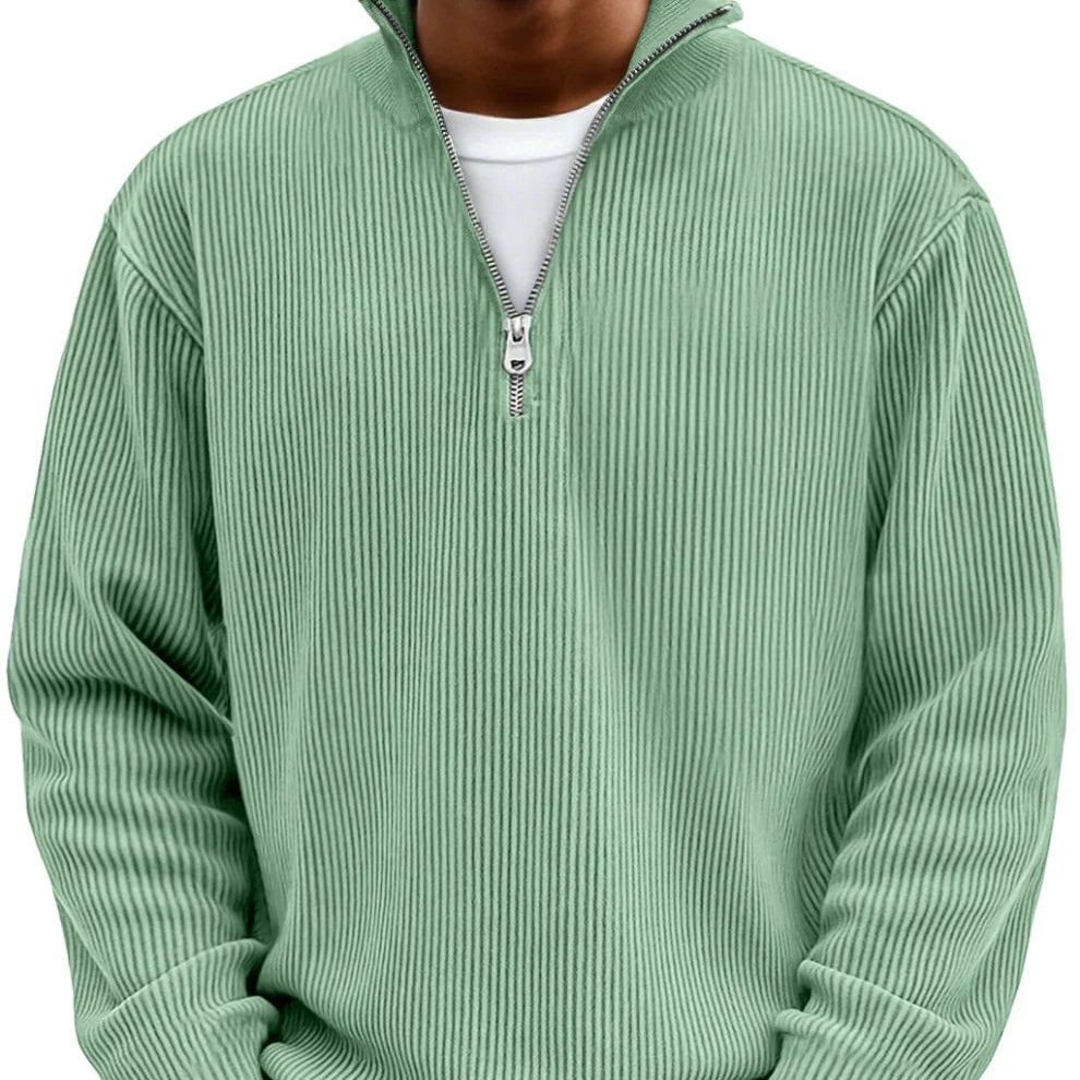 Sweter męski prążkowany w kolorze miętowym