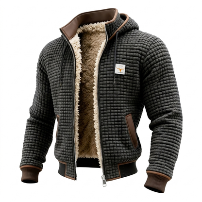 Grafitowa kurtka z kapturem na białym tle